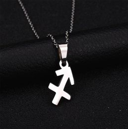 New 12 Constellations Stainless Steel 3 Colors Zodiac Sign Sagittarius Pendant Necklace Name Necklace Birthday Gift Bijoux3790295