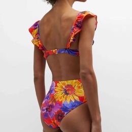 Women's Swimwear 2024 New High Waist Bikini Set Women Swimwear Ruffles Swimsuit Solid Swimming Suit Bathing Suit Summer Beach Wear biquini