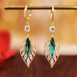 Dangle Earrings Fashion Crystal Leaf Tassel Drop For Women Exquisite Micro Inlaid Cubic Zircon Leaves Earring Wedding Jewellery Gifts