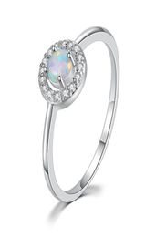 Cluster Rings Amazing OPAL STONE For Women Silver Colour Round Midi Finger Ring Gift Girls Fashion Jewellery R8487745282