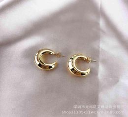 simple 18 new n fashion brass plating 24 K gold round Mini Earrings3648725