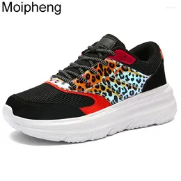 Fitness Shoes Moipheng Womens Bling PU Patchwork Leopard Glitter Sneakers Symphony Leather Wedge Plus Size Zapatillas Mujer