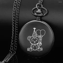 Pocket Watches Celebrate Birthday Esign Carving English Alphabet Face Watch A Chain Black Quartz Perfect Gift