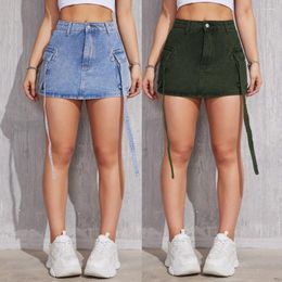 Skirts Denim For Women Casual Pockets Jeans Mini Skirt