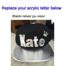 Custom Snapbacks 3D acrylic letters PU Leather flat Visor hats whole Adjustable Acrylic Hip Hop Cap9269085