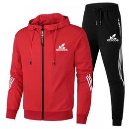 Cross-border new European and American men's leisure sports suit fashion zipper jacket men and women spring two-piece set