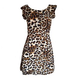 Womens Dress Leopard Print Nightclub Sexy Round Neck