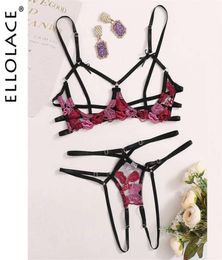 Ellolace Lip Embroidery Sexy Erotic Lingerie Hollow Out Porn Exotic Costumes For Bras Set Clothes 2112292286574