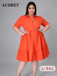 Fashion Plus Size Casual Blouse Dress Elegant Ruched Party Ladies Dresses for Women 2023 Vestidos Office Clothing Summer 5xl 240426