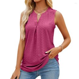 Women's Blouses Solid Casual Loose Sleeveless For Women Fashion 2024 Summer V-Neck Shirts And Elegant Youth Female Tops