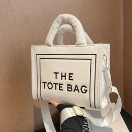 2024 Female Square Tote Crossbody Bag Aesthetic Velour Elegant Letter Print Ladies Shoulder Bags Top Handle Womens Charisma Handbags