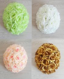 10quot 25 CM Elegant Artificial Silk Rose Flower Ball Kissing Balls Craft Ornament For Wedding Party Decoration Supplies 18 Colo2991246