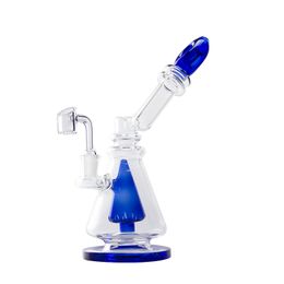 Headshop888 GB037 Glass Water Bong About 25cm Height Colored Core Perc Dab Rig Smoking Pipe Bubbler 14mm Male Dome Bowl Quartz Banger Nail Colorful Flat Mouth