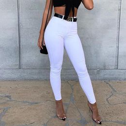 Women's Jeans Women White High Waist Stretch Slim Summer Thin Streetwear Denim Pants Female Solid Colour Pencil Lady Trousers