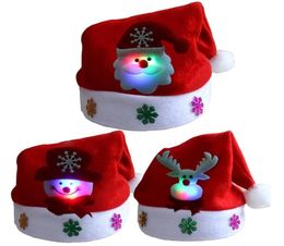 Merry Christmas Adult Kid LED Light Up Cap Santa Claus Snowman Elk Hat Xmas Gift7550980