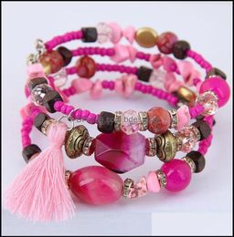 Bossimi Shell Crystal Accessories Mix And Match Mti-Layer Beaded Temperamental Elastic Bracelet Steel Stone Bangle Drop Delivery 2021 B9394158