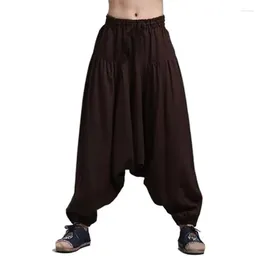 Men's Pants Hip Hop Dancing Plus Size Cotton Linen Wide Leg Harem Korean Vintage Joggers Lantern Trousers 5XL Cargo