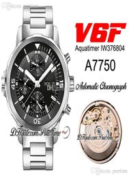 New V6F V3 376804 Black Dial Stick Markers ETA A7750 Automatic Chronograph Mens Watch Stainless Steel Bracelet Edition Pureti2754577