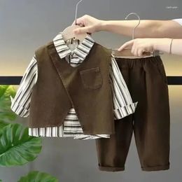 Clothing Sets 1-9Y Children's Set 2024 Spring Autumn Korean Boys' Baby Shirt Pants Vest 3Piece Kids Casual