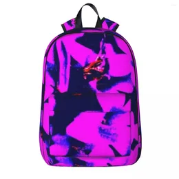 Backpack Purple Flowers Abstract Floral Art Casual Student School Bag Laptop Rucksack Travel Large Capacity Bookbag