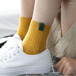 Women Socks Korean Double Needle Solid Women's Striped Autumn Winter Japanese Style Warm Christmas For Female Funny