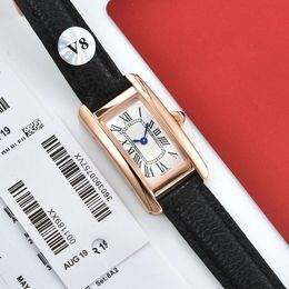 U1 Top-grade AAA Classic Elegant Designer Watch Fashion Quartz Movement Square Tank 19X35mm Women Stainless Steel Watches Montre De Luxe Leather Strap Wristwatches