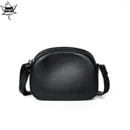 Shoulder Bags Classic 3 Compartments Flap Bag Small Cow Leather Women Crossbody Black Recreational Ladies Purse