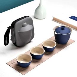 Teaware Sets Teapot and TeaCup Set Kit 1 Bowl 3 Cups Household Tea Making Travel Tea Set Outdoor Portable Bag Chinese Tea Set Supplies