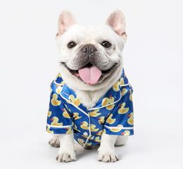 Spring Summer New Pet Pyjamas Little Yellow Duck Print Pets Clothes Bulldog Teddy Bichon Puppy Clothing3576159