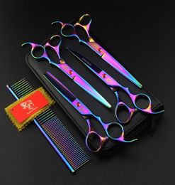 with retail packing poetry kerry 70 inch 6CR 62HRC hair Cuttingthinning scissors kit rainbow hair scissors set comb7071801