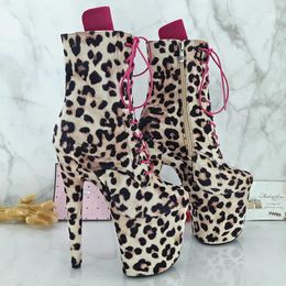 Dance Shoes Auman Ale 20CM/8inches Suede Leopard Print Upper Sexy Exotic High Heel Platform Party Women Boots Pole 103