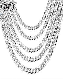 WK 100 925 Sterling Silver Mens Silver Chain Necklace Men Hip Hop Rapper Curb Cuban Link Chain Male 4MM 5MM 6MM 20 22 26" NM0053674752