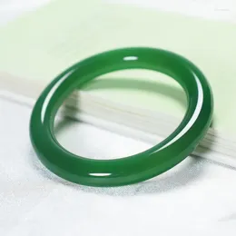 Bangle Natural Agate -like Emerald Green Chalcedony Bracelet Female Round Bar Beauty Jade Emperor Green10mmSafenes