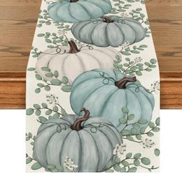 Table Cloth Autumn Thanksgiving Polka Dot Pumpkins Vine Linen Runners Kitchen Decor Farmhouse Dining Holiday