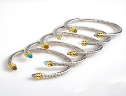 Cable Bracelet 5mm Gold Luxurious Women And Men Hip Hop Jewellery Zirconia Crystal Open Bracelet5753521