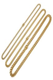 8101214mm 18202430inches Solid Clasp Gold Stainless Steel Cuban Link Chain Top Quality Heavy Long Necklace Jewelry5724307