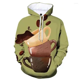 Men's Hoodies 3D Printed Coffee Cup For Men Graphics Oversized Hoodie Design Pullover Breathable Sweatshirt Long Sleeve Coat