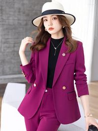 Women's Two Piece Pants Formal Blazers Women Business Work Wear Professional Female Pantsuits With And Jackets Coat Trousers Sets