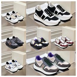 2024 Designer Multi material patchwork cowhide with contrasting colors men women thick soled lace up black white sports fashionable versatile casual shoes