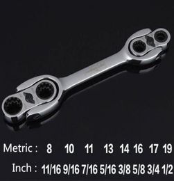 High Quality 16 in 1 Sided Ratchet Metricinch Swivel Wrench Dog Bone Style Spanner Socket Universal Wrench Car Repair Tool8655047