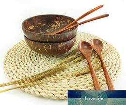 Superior Coconut Wood Bowl Wooden Spoon and Fork Set Polished by Organic Coconut Oil Natural Coco Nuts Bowls Kitchen 0 Waste3082453