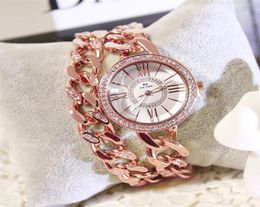 Women Watch Female Wrist BS new highend Chain custom doublechain diamond Roman Watch Fashion Luxury Ladies Dress Quartz Watch8674076