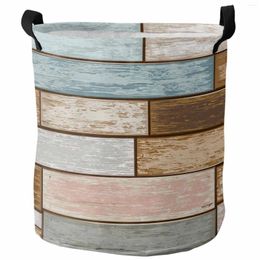 Laundry Bags Vintage Old Woodboard American Countryside Farm Foldable Dirty Basket Kid's Toy Organizer Waterproof Storage Baskets