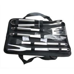 Pads 5pcs Grill Tools Set Stainless Steel Bbq Brush Knife Fork Shovel Food Clip with Storage Bag Barbecue Kit