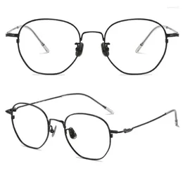 Sunglasses 2024 Fashion Vintage Big Glasses Men Women Suitable For Very Nearsighted Lens Pure Titanium Plain Frame