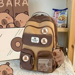 Mochilas Capybara Backpack Backpack Backpack Backpack Cartoon Soft Fun Animal Grande capacidade enchimento unissex y2k Backpacklpackl2405