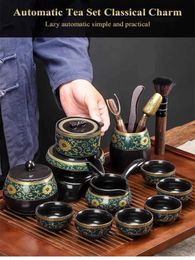 Teaware Sets Household Tea Set Complete Automatic Rotating Brewing Chinese Kung Fu Tea Cup Graphite Tea Set