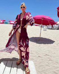 Sexy Fashion Long Dress Bandage High Waist Floral Colour Holiday Beachwear 2024 Summer Trending Beach Outing Robe Clothing