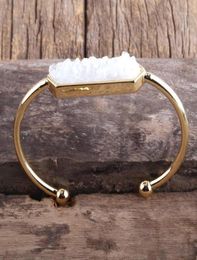 Charm Bracelets MD Fashion Boho Jewellery Natural Stone Druzy Medal Cuff Bangles For Women Bangles12535451