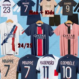 MBAPPE soccer jerseys HAKIMI SKRINIAR psgjerseys 24 25 Maillots de football shirt 2024 men kids kit sets uniform enfants maillot paris DEMBELE HERNANDES KOLO psges